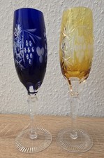 Sektgläser 2 x Bunte Gläser Blau und Gelb ca. 22,5 cm