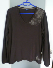 CECIL Langarmshirt in braun mit Druck, Baumwolle, Gr. L