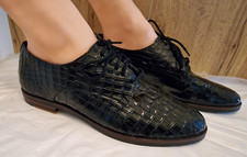 Thurley schwarze Lederschuhe im Oxford-Stil  Schnürschuhe Gr.39 Kroko Look  TOP