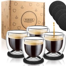 4 doppelwandige Espresso Gläser 80ml / 4er Set / Espresso Glas / Cont2