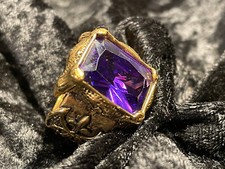 Piraten Hobby Darstellung LARP Ring Goldfarbig Lilie Lila Stein