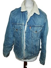 Levi’s Sherpa Jacke Orange Tab Herren Vintage Fell ca Gr 50 Denim Blau