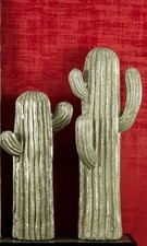 Kaktus stehend Bühnendeko Ornament silber bemalt Haus 47,5cm & 61cm