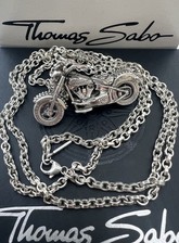 Thomas Sabo Kette 90 & Rebel At Heart Motorrad Charm Anhänger Rarität Neu