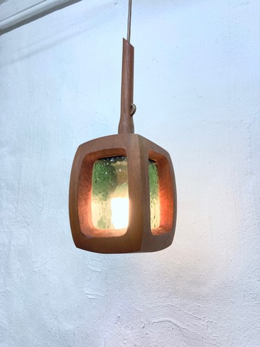 Kleine pendelleuchte aus teak - kleine,