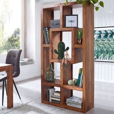FineBuy Design Bücherregal Massiv Sheesham 180cm Massivholz Raumteiler Regal Neu