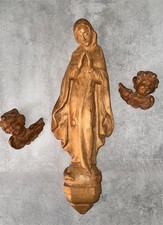2 Engel 1 Madonna Putte Holz