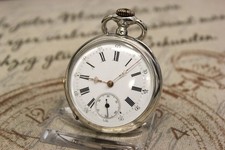 Schöne antike französische Taschenuhr in massiv Silber pocket watch Cylindre