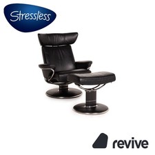 Stressless Jazz Leder Sessel Schwarz Größe M inkl. Hocker Relaxfunktion Funktion