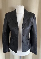 * HEINE echt LEDER Jacke Lederjacke Lederblazer dunkelbraun Größe 34 *
