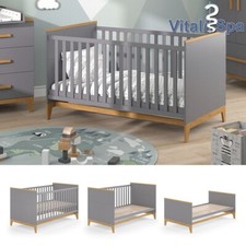 Kinderbett Babybett Juniorbett Malia Grau Eiche modern 70x140 cm Kind VitaliSpa