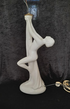 Tischlampe Art Deco Max Le Ferrier Porzellan Nymphe Lampenfuss 53cm lamp Leuchte