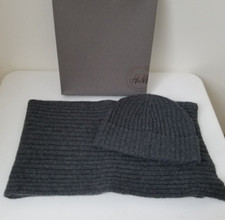 H+M Premium Selection Mütze und Schal anthrazit mit 10% Cashmere