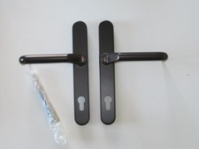 2.Wahl Schmalrahmen Schutzbeschlag Drücker / Drücker 92 mm PZ Alu braun C34 