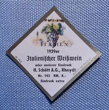 altes kleines Flaschenetikett Kaufladen Puppenstube 1939 Italienischer Weißwein
