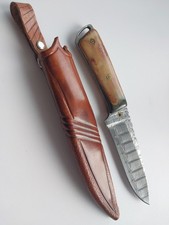 Exklusives Damaszener Stahl Messer handgefertigt Mamutzahn Intarsie SPS