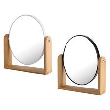 Kosmetikspiegel 2fach Vergrößerung Bambusständer Schminkspiegel Tischspiegel