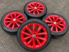 4 ORIGINAL ALU WINTERRÄDER SKODA FABIA 3 5J 215/45R16 90H 5JA601025 ROT FREIHAUS