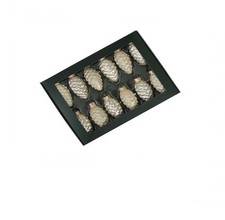 12 STK Glas Hänger ZAPFEN champagner creme Kugeln Zapfenform Weihnachtsdeko 2722