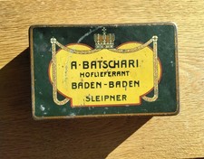 Alte Blechdose A BATSCHARI HOFLIEFERANT BADEN-BADEN SLEIPNER