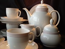 Eschenbach Valencia 1495 Weinrot gestreift Kaffeeservice für 10 Personen 33 tlg.