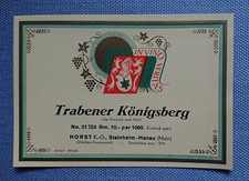 altes Weinetikett Musteretikett Etikett Label Trabener Königsberg Horst Hanau