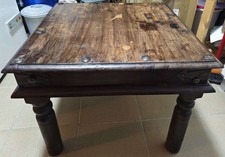 Vintage Holztisch Beistelltisch Indian Style Braun Massivholz 60x60x45cm TOP