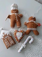 Weihnachtsdeko Anhänger Set Lebkuchenmann  Herz  Zuckerstange Tilda Handarbeit 