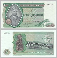 Zaire 5 Zaires 1977 p21b