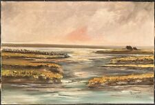 Nordsee Hallig Nordfriesland Sylt, Erwin Nießner, Öl auf Leinwand signiert 1984