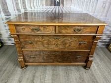 ANTIKE GRÜNDERZEIT KOMMODE UM 1890 NUSSBAUM UND WURZELNUSS FURNIER