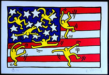 Keith Haring,Lithographie Aus Ein Gemälde [ COA Sign. A Pen] Numeriert Bleistift