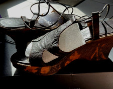 Lea Foskatti, Romische Keilabsatz Sandalen,Gr. 38,Braune Farbe, gute Zustand