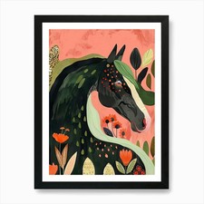 Blossom Horse Art Print Framed