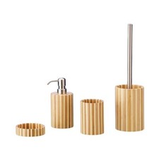 4tlg Set Bad Accessoires WC Bürste Seifenspender Zahnputzbecher Seifenschale 