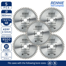 5 Stück 160 mm x 48 T TCT Holzkreissägeblatt für Makita Bosch Festool TS55