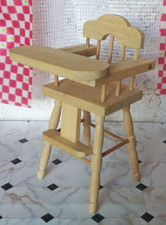Baby Hoch-Stuhl Kinderstuhl Holz Naturfarben Puppenstube Mini Möbel Wichtelhaus