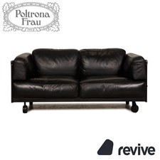 Poltrona Frau Twice Leder Zweisitzer Schwarz Sofa Couch 2er