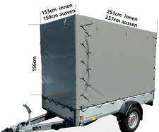 Hochplane Plane für STEMA Anhänger STL 1500 Anthrazit 150cm hoch 251x153cm
