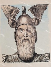 Hans Thoma Wotan Germanen Götter Krieger Flügel-Helm Walhalla Richard Wagner