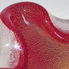 Muranoglas Schale VENINI Vase pulegoso rosso Oro Goldflitter rot nicht signiert