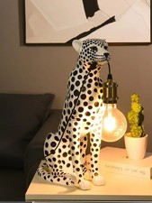 Gepard große Katze Tier Skulpturen LED Tischlampe Leopard Figuren Deko Leuchte