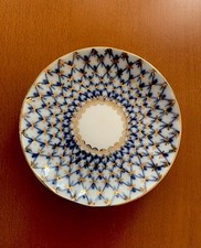 Lomonosov Kobaltnetz Porzellan Untertasse Handgemalt Kobalt Gold Russland