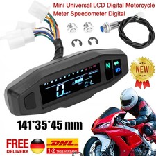 Universal Motorrad Tachometer LCD Digital Drehzahlmesser Kilometerzähler+ Sensor