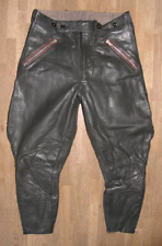 NOSTALGIE Herren- Motorrad - LEDERHOSE / Lederbreeches in dkl.- grau ca. Gr. 48
