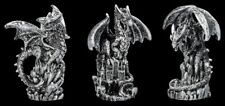 3er Set kleine Drachenfiguren - Silberne Welten Eroberer - Fantasy Deko