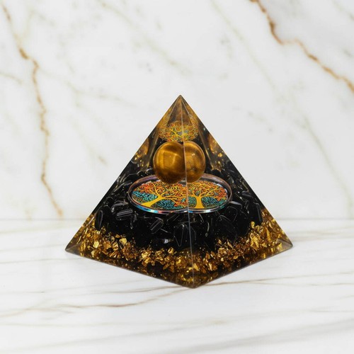 Orgonit pyramide obsidian 5cm - obsidian,