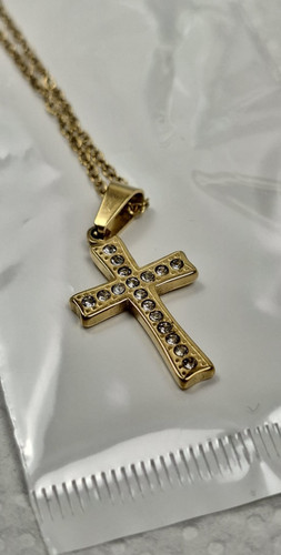 Edelstahl kette mit kreuz - mit,