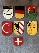 Wappen-Sammlung 7 Wappen aus Holz Nürnberg Lauf Türkei Schweiz Deutschland….
