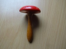 Stopfpilz aus Holz, rot mit Weißen Punkten, Stiel nicht abnehmbar